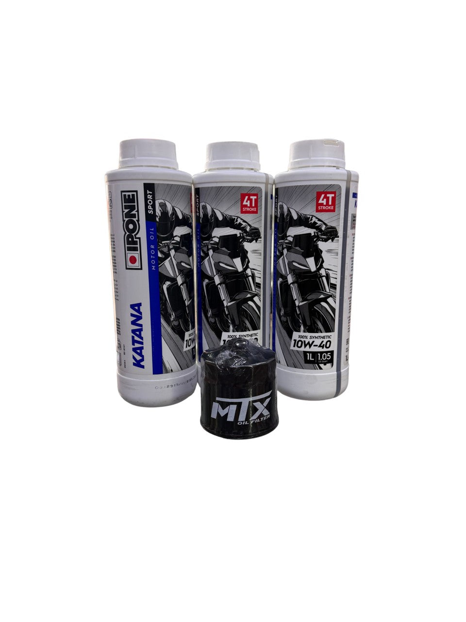 Kit Cambio de Aceite Suzuki V-Strom 650: Aceite Ipone Katana 10W40 100% Sintético PAO & Éster (3L) + Filtro MTX